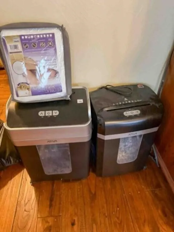 2-paper shredders and Mattress/box springs cover