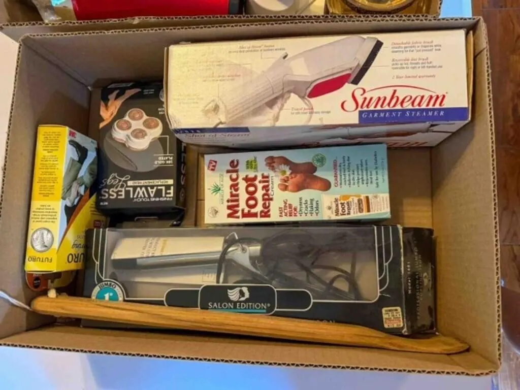women's box, shaver, curling iron, etc