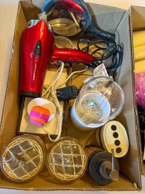 blow dryer, sink caddy, mirror, etc