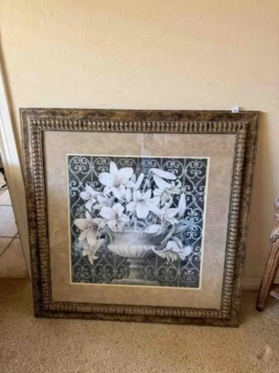 "Lilies in Urn" by Linda Thompson, 38½" x 38½"