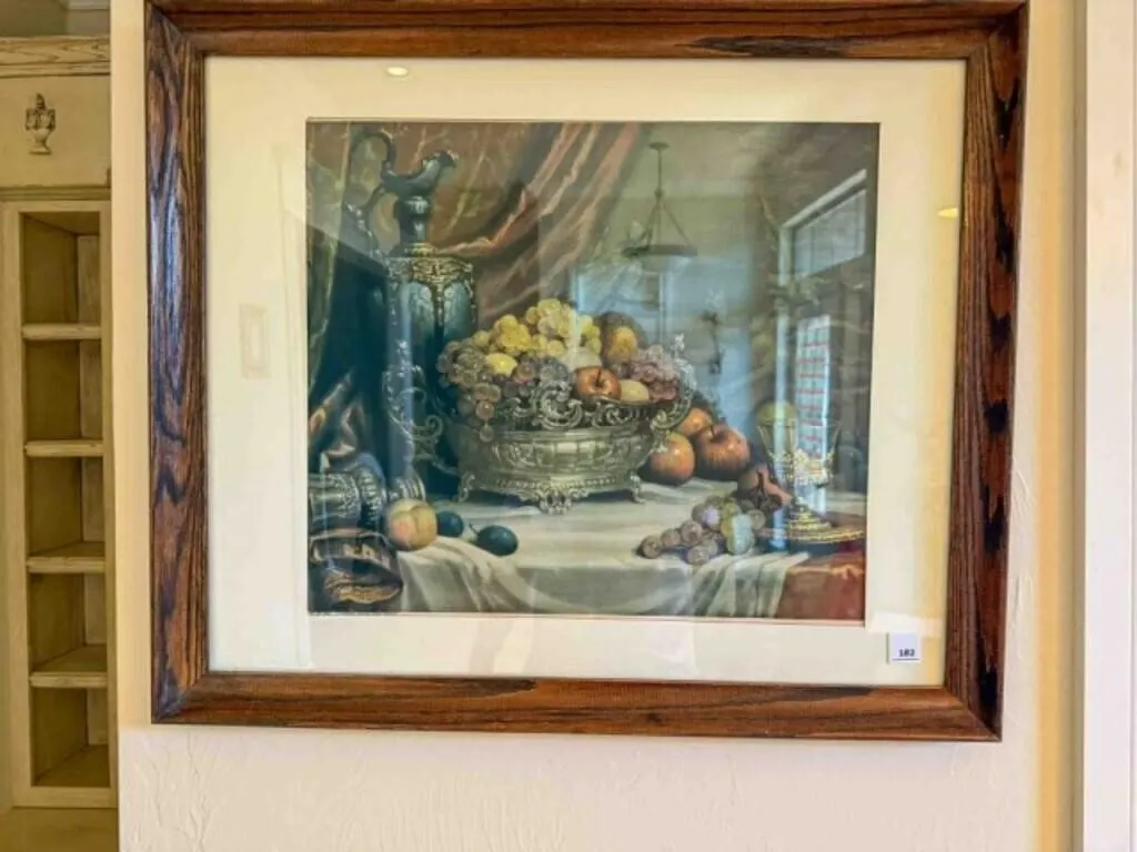2-floral prints & frames; 26½" x 22½", 27½" x21½"