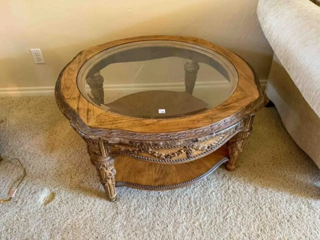 3-matching glass top end & coffee tables