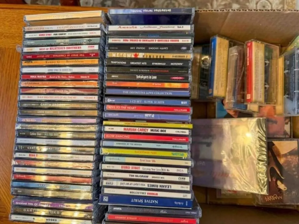box of country and gospel CD's and some cassette
