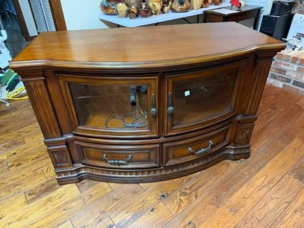 very nice wood low profile entertainment cabinet