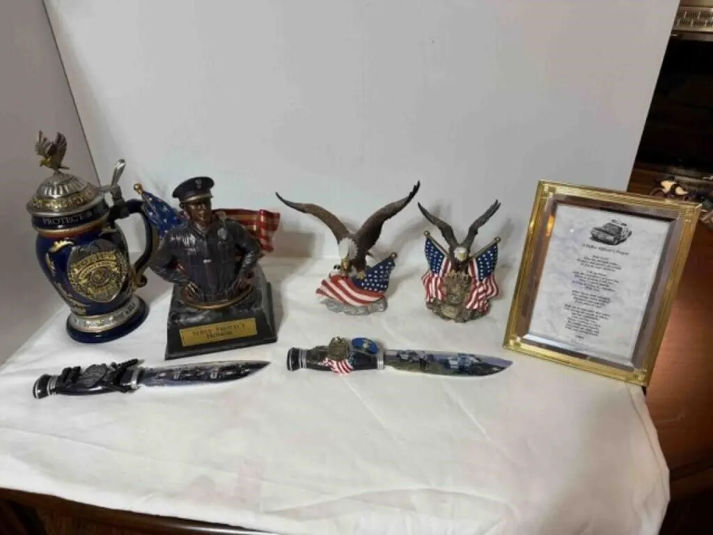 box of police items