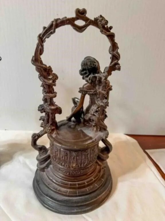 Art Nouveau-Style Bronze; Lady of the Well