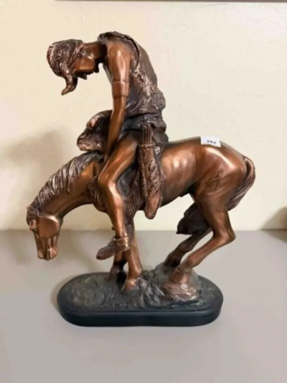 Native statue, made in China, maybe bronze