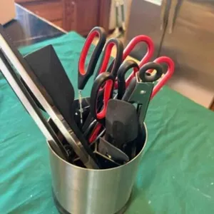 bacon press, jar opener, utensils