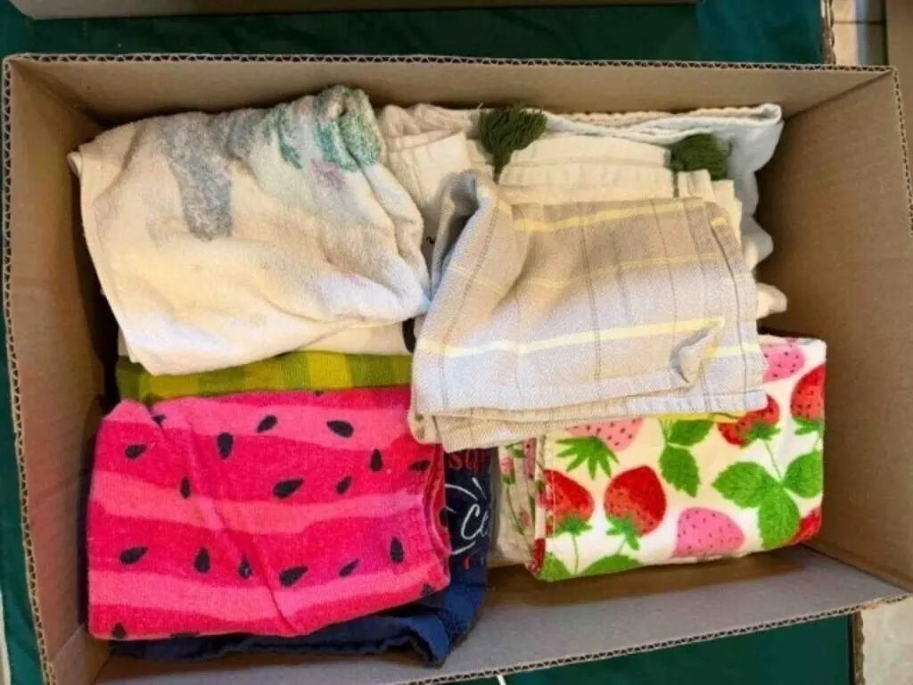 box of dish towels
