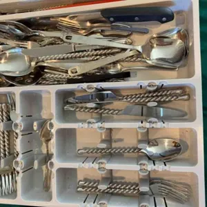 tray of flatware items