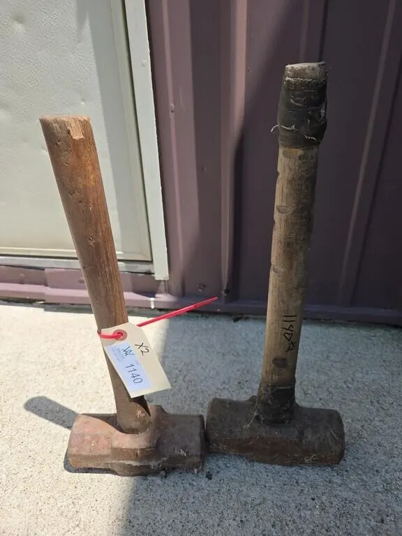 Antique Iron Sledgehammers with Wooden Handles