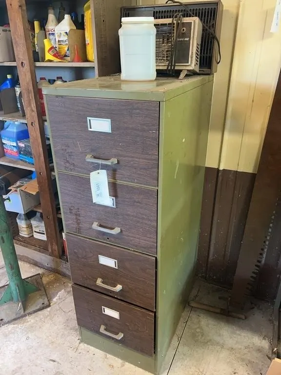 4-Drawer Metal Filing Cabinet & Vintage Items