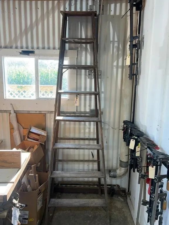 Antique 8-Foot Wooden Step Ladder Wooster