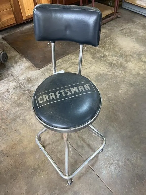 Craftsman Chrome Shop Stool with Backrest