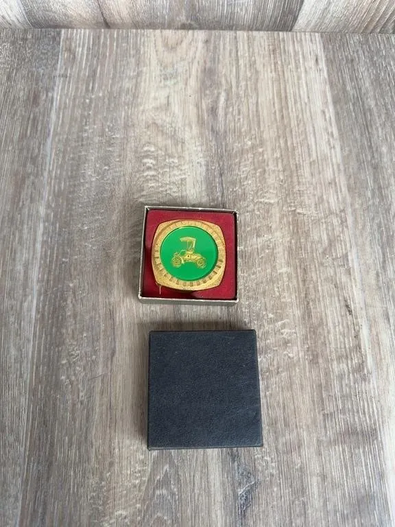Antique Gold Tone Tape Measure with Box