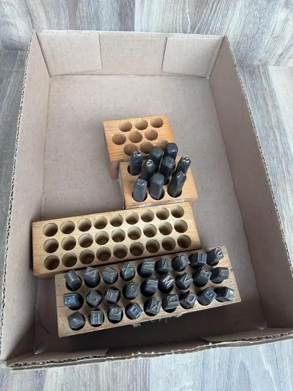 Steel Alphabet & Number Stamp Set with Blocks