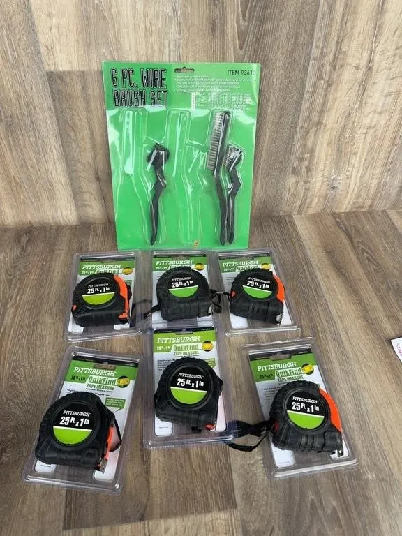 Pittsburgh Tape Measure & Wire Brush Set Lot