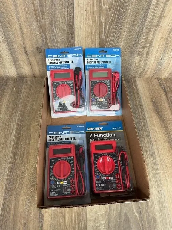 4 Cen-Tech 7-Function Digital Multimeters