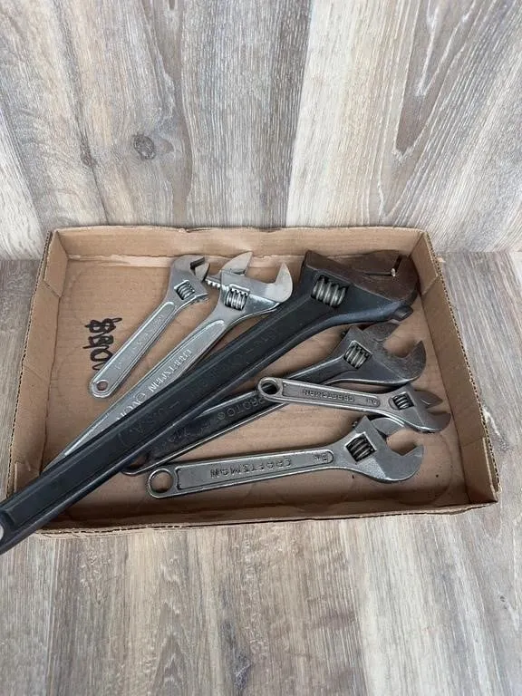 Assorted Adjustable Wrenches: Crescent, Craftsman,