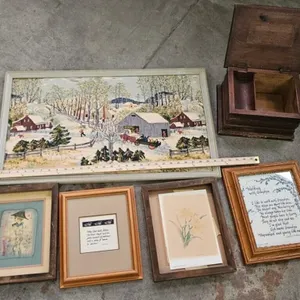Mixed Framed Art & Wood Keepsake Box (Lot of 6)