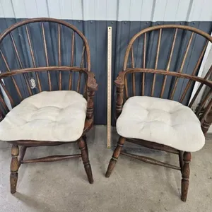 Vintage Oak Barrel Back Chairs (Lot of 2)