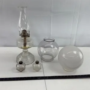 Antique Oil Lamp Parts & Chimneys (5pc)