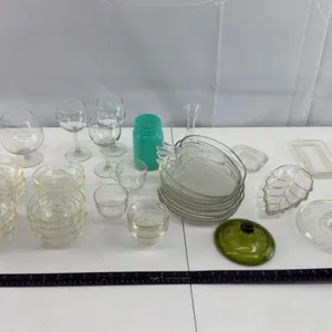 Mixed Mid-Century Glass Serveware Set