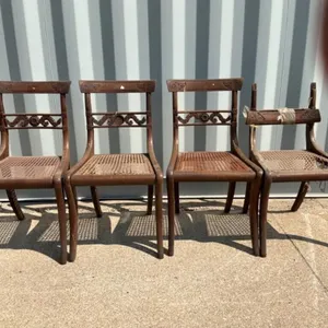 Vintage Carved Wood Cane Chairs