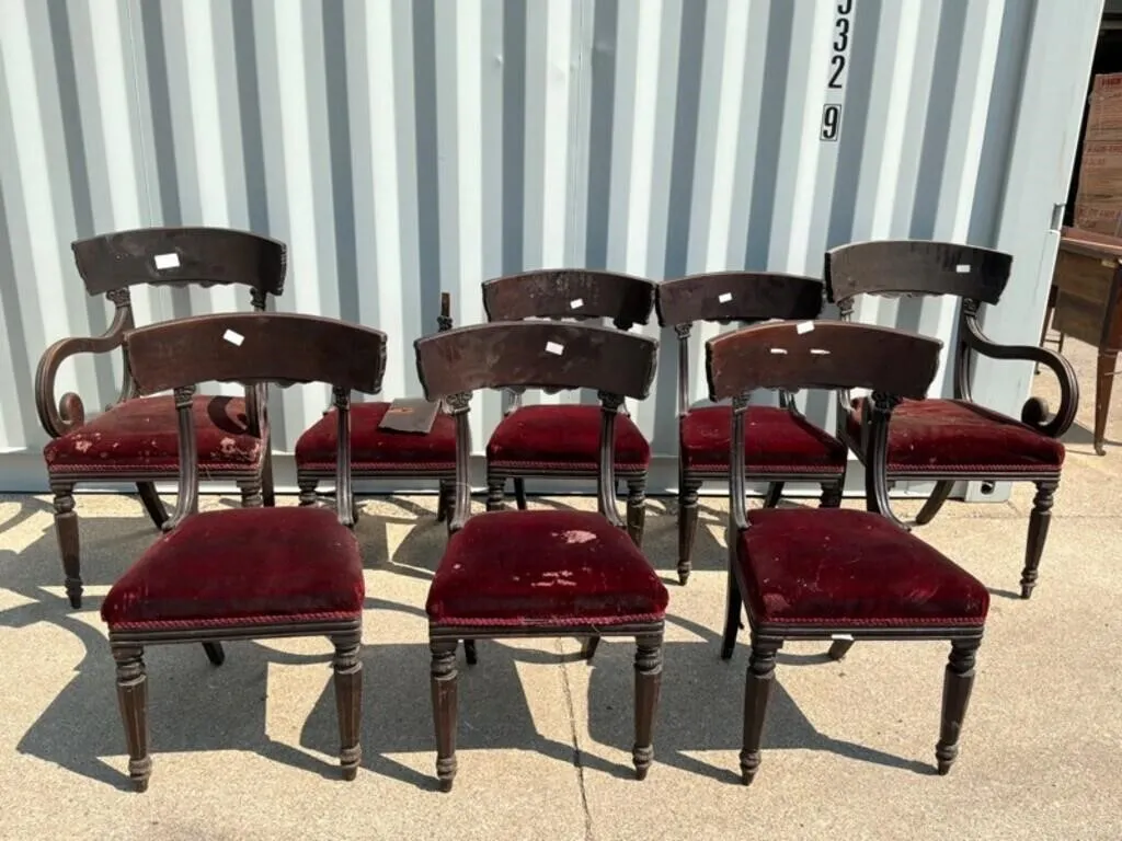 Antique Mahogany Arm Chairs (Lot of 8)