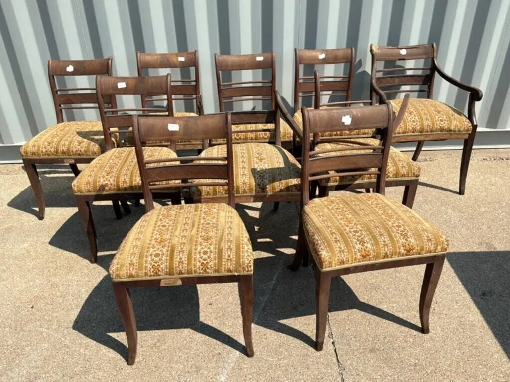 Vintage 8pc Walnut Dining Chairs