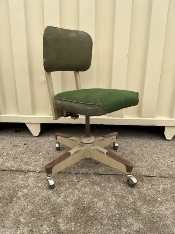 Vintage Green Office Chair w/ Casters