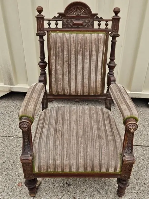 Vintage Carved Wood Armchair