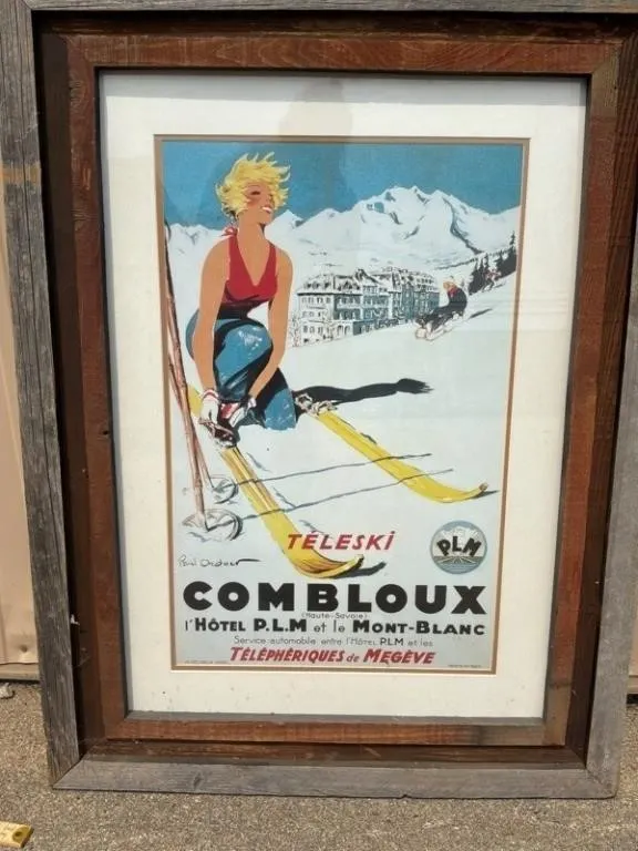 Vintage Combloux Ski Poster Framed