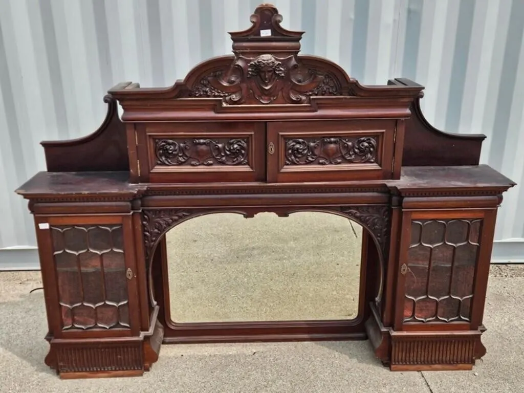Victorian-Style Carved Wood Sideboard