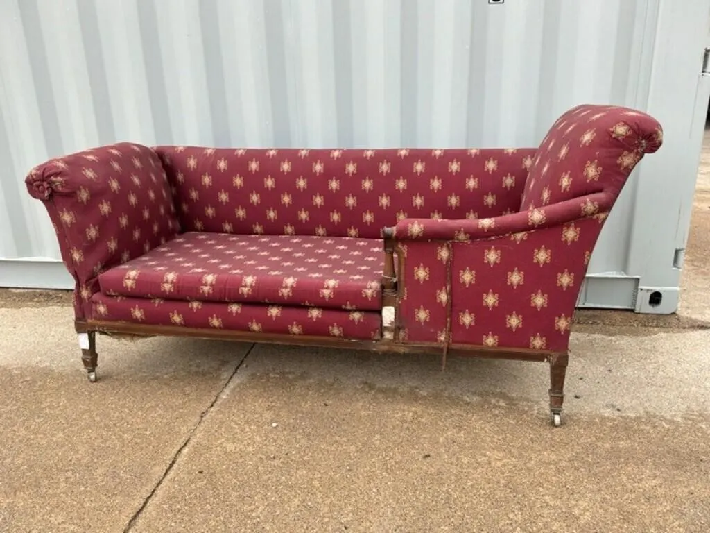 Vintage Upholstered Daybed w/ Casters