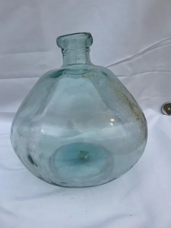 Vintage Glass Demijohn Bottle 18in