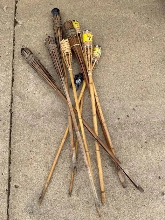 Tiki Bamboo Torches (Lot of 7)