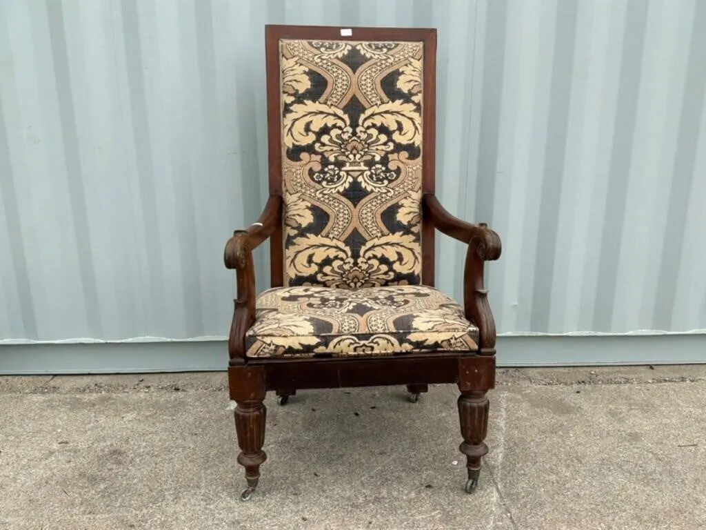 Vintage Carved Wood Armchair