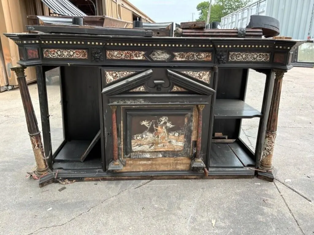 Ornate Black Sideboard Cabinet w/ Glass Door