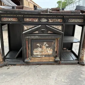 Ornate Black Sideboard Cabinet w/ Glass Door