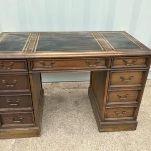 Executive kneehole desk with leather top