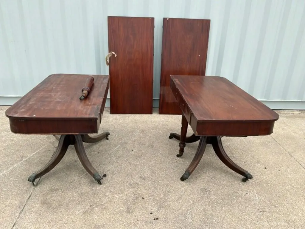 Regency Mahogany Twin Pillar Dining Table