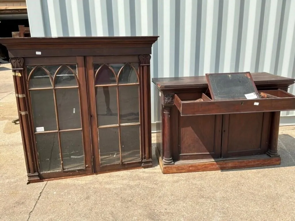 Regency 2-Door Bookcase w/ Pediment & Drawer