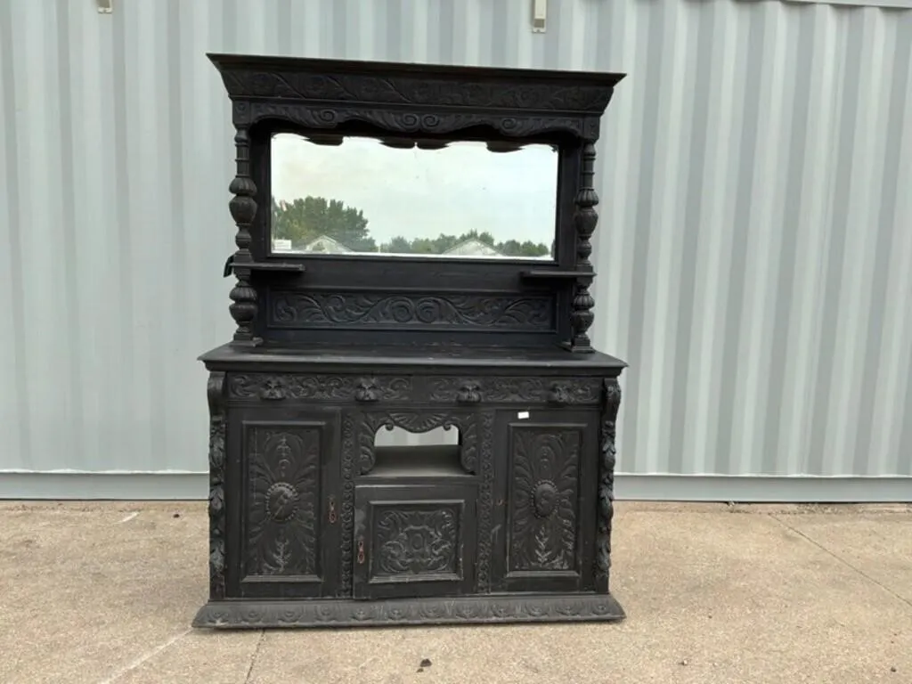 Carved Oak Sideboard with Mirror