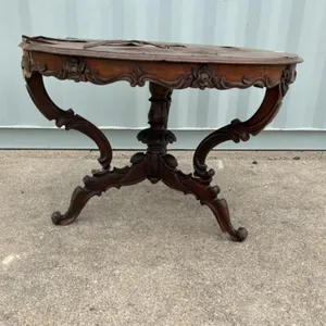 Antique Carved Mahogany Round Table