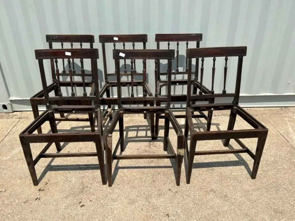 6 Antique-Style Wood Dining Chairs