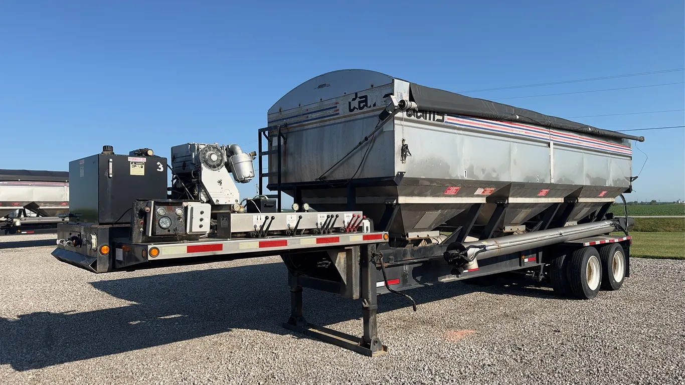 2014 Adams Stainless 32’ Steel 3-Compartment Tender Trailer w/ Self-Contained Diesel Engine & Discharge Auger