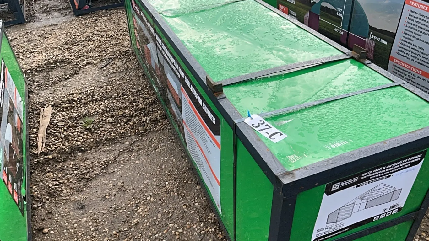 NEW/UNUSED STANFORGE MODEL SF-ST3041CEF 30' X 40' PE FABRIC CONTAINER PEAK ROOF SHELTER PRO SERIES