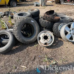 LOT OF SMALL EQUIPMENT TIRES, WHEELS