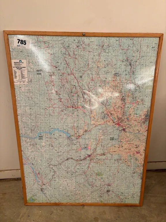 Framed NE British Columbia Wallmap